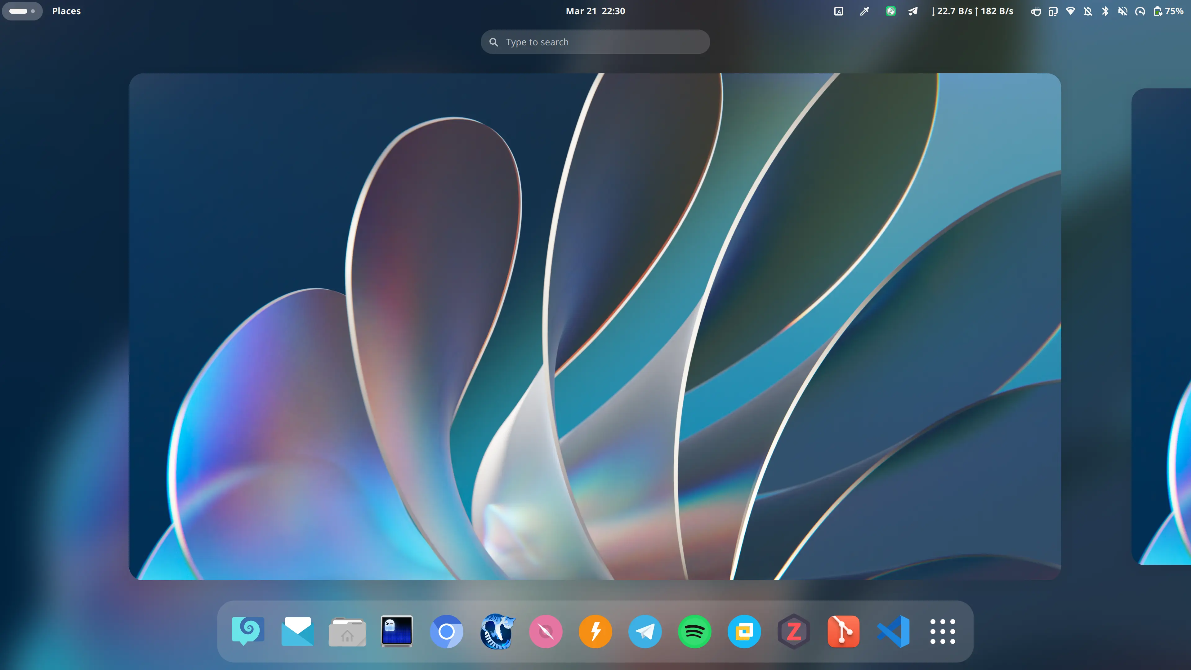 Screenshot of GNOME Activities
