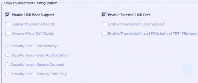 USB/Thunderbolt Configuration - DELL BIOS
